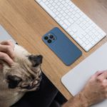 Etui na iPhone 17 Pro Max / 18 Pro Max (low camera edge) Silicone Mag Cover zgodne z MagSafe (camera protection) niebieskie