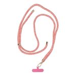 Smycz do telefonu, Zawieszka do telefonu - SWING (8mm) z regulacją długości / długość sznura 165cm (max 82,5cm w pętli) / na ramię lub szyję - różowo biały
