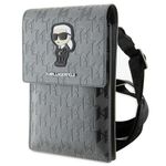 Etui na telefon torebka Karl Lagerfeld (Saffiano Mono Ikonik) srebrne