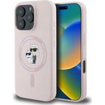 KARL LAGERFELD futerał do IPHONE 16 Plus kompatybilny z MagSafe KLHMP16MSCMKCRHP (Silicone KC Body Ring) różowy