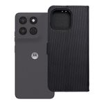 Etui z klapką na Motorola G37 4Card RFID antykradzieżowe tech fabric czarne