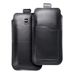 Etui wsuwane na telefon skórzane wsuwka z pull-up do iPhone 11 / 12 / 13 / Samsung S7 EDGE Royal rozmiar XL czarne