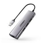 Adapter Ugreen CM266 60812 5w1 USB-A 3.0 - RJ45 / 3x USB-A 3.0 / micro USB - szary
