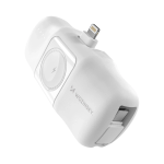Mini powerbank Wozinsky WF16-YLS 5000mAh 15W Lightning z wbudowanym kablem USB-C i ładowarką do Apple Watch - biały