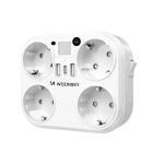 Rozgałęźnik sieciowy Wozinsky WRS-2B 4x AC 2x USB-A 2x USB-C 4000 W z lampką - biały