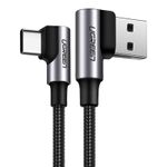 Kabel UGREEN US176 USB-A-USB-C 1m kątowy (czarny)