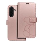 Etui z klapką na Samsung A36 5G Mezzo Book teddy bear złoto-różowe