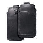 Etui wsuwane na telefon skórzane wsuwka z pull-up do iPhone 5 / Nokia S5610 / Lumia 230 Royal rozmiar M czarne