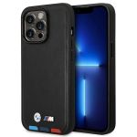 Etui BMW BMHMP14X22PTDK iPhone 14 ProMax 6,7" czarny/black Leather Stamp Tricolor Magsafe