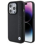 BMW BMHCP15L22RDPK iPhone 15 Pro 6.1"czarny/black hardcase Leather Textured & Stripe