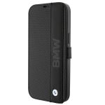 BMW BMBKP15X22RDPK iPhone 15 Pro Max6.7" czarny/black bookcase Leather Textured & Stripe