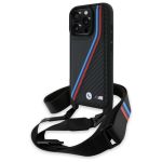 BMW BMHCP16L23PSVTK iPhone 16 Pro 6.3" czarny/black hardcase M Edition Carbon Tricolor Lines & Strap