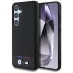 Etui BMW Leather Tricolor Stripe MagSafe do Samsung Galaxy S25+ czarny