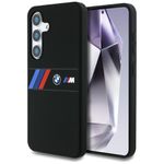 Etui BMW Silicone Middle Tricolor Stripes MagSafe do Samsung Galaxy S25 czarny