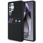 Etui BMW Silicone Middle Tricolor Stripes MagSafe do Samsung Galaxy S25 Ultra czarny