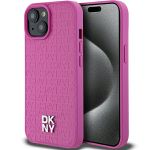 DKNY DKHMP15SPSHRPSP iPhone 15 / 14 / 136.1" różowy/pink hardcase Leather Pattern Metal Logo MagSafe