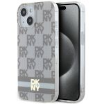 DKNY DKHMP14SHCPTSE iPhone 14 / 15 / 136.1" beżowy/beige hardcase IML Checkered Mono Pattern & Printed Stripes MagSafe