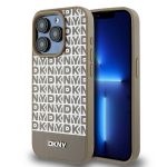 DKNY DKHMP15LPSOSPW iPhone 15 Pro6.1" brązowy/brown hardcase Leather Printed Pattern Metal Logo MagSafe