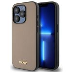 DKNY DKHMP15LPGHLME iPhone 15 Pro 6.1" beżowy/beige hardcase Grained Metal Logo MagSafe
