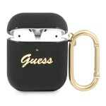 Guess GUA2SASMK AirPods 1/2 coverczarny/black Saffiano Script Metal Collection