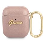 Guess GUA2SASMP AirPods 1/2 cover różowy/pink Saffiano Script Metal Collection