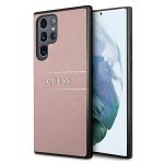 Guess GUHCS22LPSASBPI S22 Ultra S908różowy/pink Saffiano Stripe
