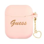 Guess GUA2LSCHSP AirPods 1/2 cover różowy/pink Silicone Charm Heart Collection