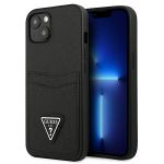Guess GUHCP13MPSATPK iPhone 13 / 14 / 156.1" czarny/black hardcase SaffianoTriangle Logo Cardslot