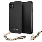 Guess GUHCN61SASGBK iPhone 11 6,1" / Xrczarny/black hardcase Saffiano Chain