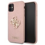 Guess GUHCN61SA4GGPI iPhone 11 6,1" / Xrróżowy/pink hardcase Saffiano 4G Metal Logo