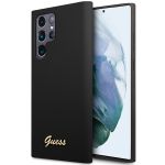 Guess GUHCS23LSLSMK S23 Ultra S918 czarny/black hardcase Silicone Vintage Gold Logo
