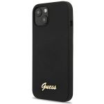 Guess GUHCP13MLSLMGBK iPhone 13 / 14 / 15 6.1" black/czarny hardcase Silicone Script Gold Logo