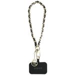 Guess GUOUCHSAMC4K Universal Hand Strap czarny/black Saffiano Chain 4G Charm