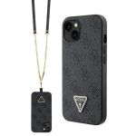 Guess GUHCP13MP4TDSCPK iPhone 13 / 14 /15 6.1" czarny/black hardcase Crossbody 4G Metal Logo