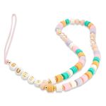 Guess zawieszka GUSTFLWP Phone Strapróżowy/pink Heishi Beads