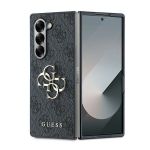 Guess GUHCZFD64GMGGR Z Fold6 F956 czarny/black leather 4G Metal Logo