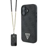 Guess GUHCP16SP4TDSCPK iPhone 16 czarny/black hardcase Leather Metal Logo Strass Crossbody