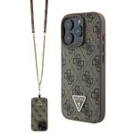 Guess GUHCP16XP4TDSCPW iPhone 16 Pro Max6.9" brązowy/brown hardcase Leather Metal Logo Strass Crossbody