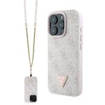 Guess GUHCP16LP4TDSCPP iPhone 16 Pro6.3" różowy/pink hardcase Leather Metal Logo Strass Crossbody