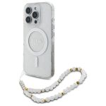 Guess GUHMP16XHGCRELST iPhone 16 Pro Max6.9" przeźroczysty/transparent hardcase IML Glitter With Pearl Strap MagSafe