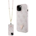 Guess GUHCP15SP4TDSCPP iPhone 15 / 14 / 13 6.1" różowy/pink hardcase Crossbody 4G Metal Logo