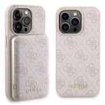 Zestaw Guess GUBPM5P15L4GEMGP iPhone15 Pro 6.1" hardcase + Powerbank 5000mAh MagSafe różowy/pink 4G Metal Logo