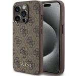 Guess GUHCP15LG4GFBR iPhone 15 Pro 6.1" brązowy/brown hard case 4G Metal Gold Logo