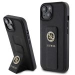 Guess GUHCP15SPGSSADK iPhone 15 / 14 / 13 6.1" czarny/black hardcase Grip Stand 4G Saffiano Strass