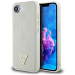 Etui Guess Grained Hot Stamp Peony Triangle Logo MagSafe do iPhone 16e / 17e beżowy