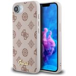 Etui Guess Peony Script Logo MagSafe do iPhone 16e / 17e brązowy