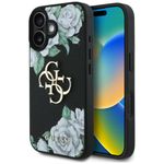 Etui Guess Grained Roses Big 4G logo do iPhone 16 czarny