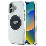 Etui Guess IML Metal Colored Circle Classic Logo MagSafe do iPhone 16 czarny