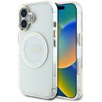 Etui Guess IML Metal Colored Circle Classic Logo MagSafe do iPhone 16 biały