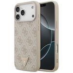 Etui Guess Leather 4G Triangle Strass MagSafe do iPhone 17 Pro Max / 18 Pro Max różowy